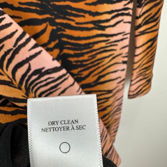 A.L.C. Brinkley Silk Mini Dress Animal Print V Neck A Line Long Sleeve Boho US 0 - Picture 11 of 13